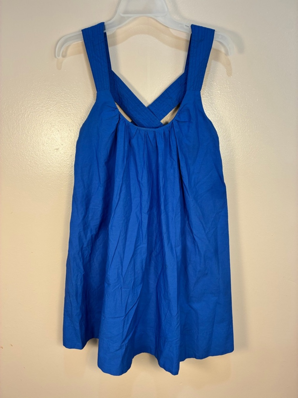 Maeve Anthropologie Crossback Poplin Swing Mini Dress Cobalt Blue - Picture 4 of 11